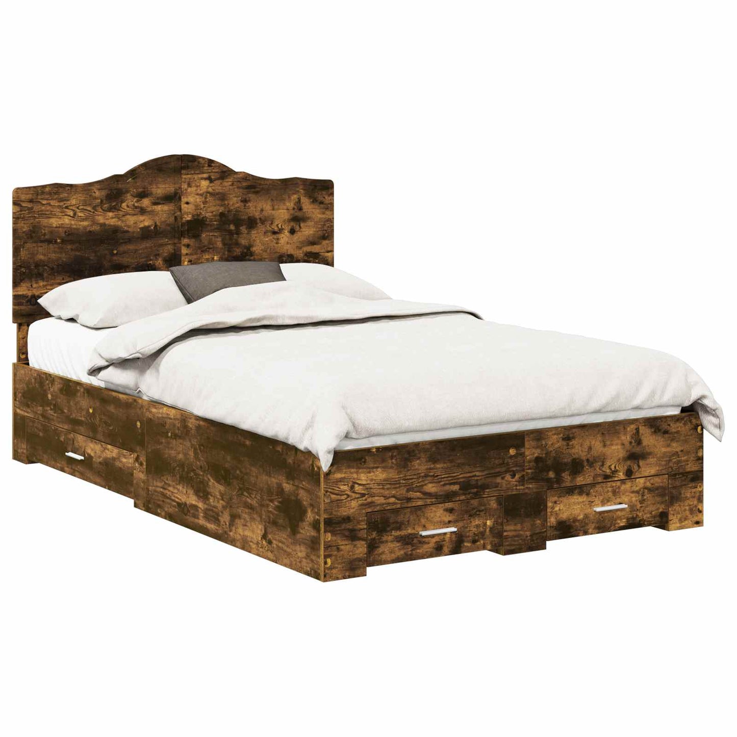Bed Frame with Drawer Smoked Oak 120 x 190 cm Engineered Wood