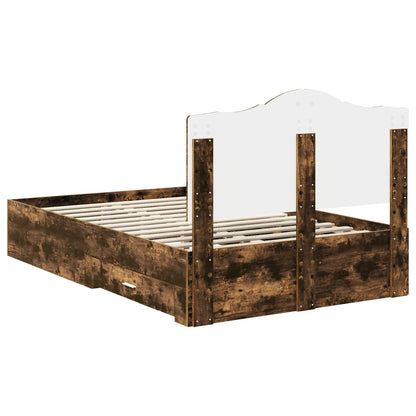 Bed Frame with Drawer Smoked Oak 120 x 190 cm Engineered Wood