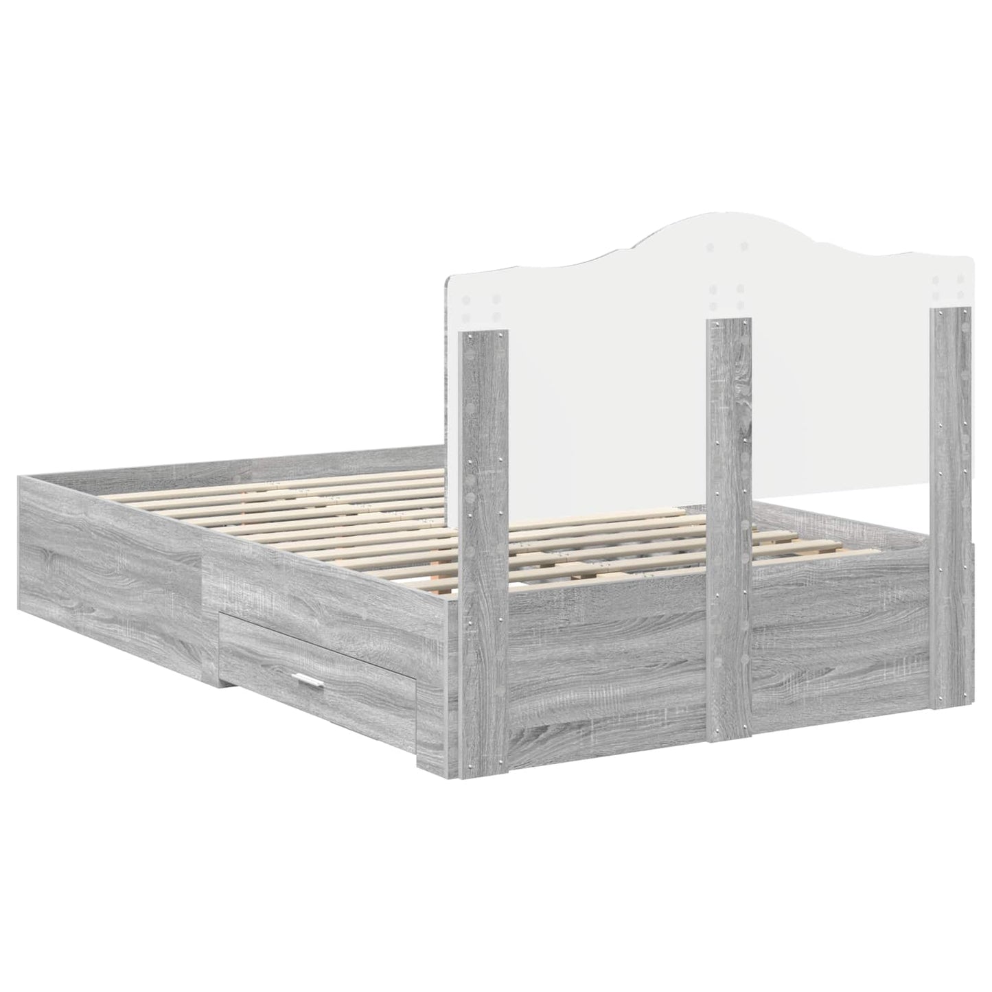 Bed Frame with Drawer Grey Sonoma 120 x 190 cm Engineered Wood