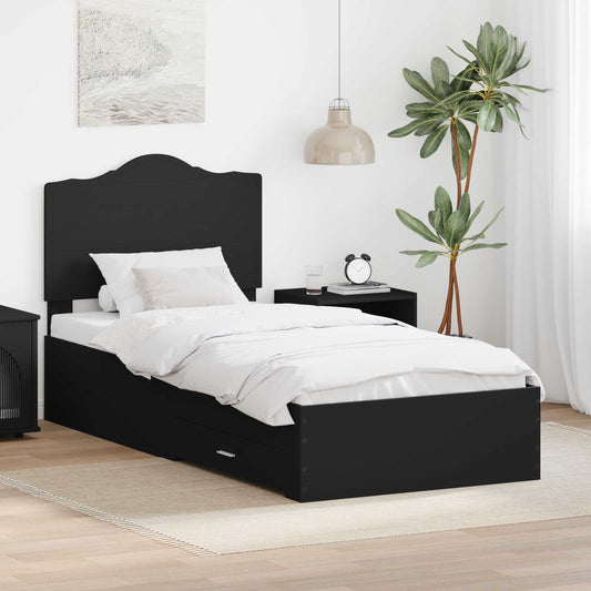 Bed Frame with Drawer Black 100 x 200 cm Engineered Wood
