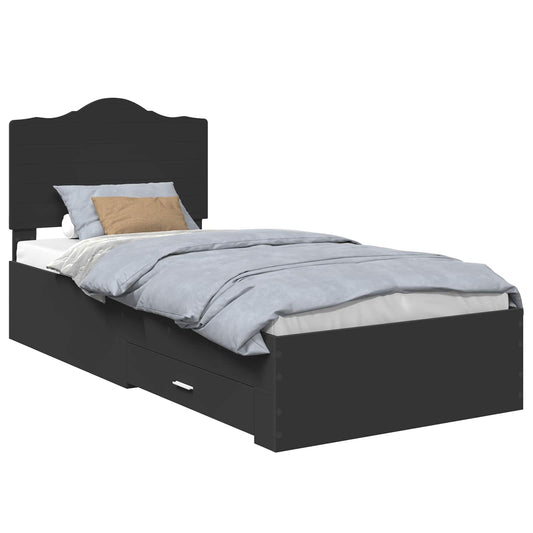 Bed Frame with Drawer Black 100 x 200 cm Engineered Wood