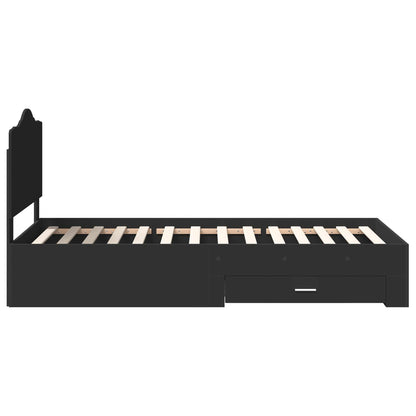 Bed Frame with Headboard Black 100 x 200 cm Engineered Wood