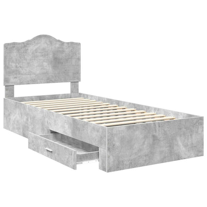 Bed Frame Concrete Grey 100 x 200 cm Engineered Wood