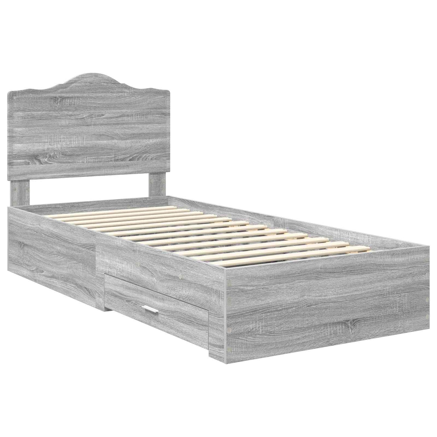 Bed Frame with Drawer Grey Sonoma 100 x 200 cm Engineered Wood