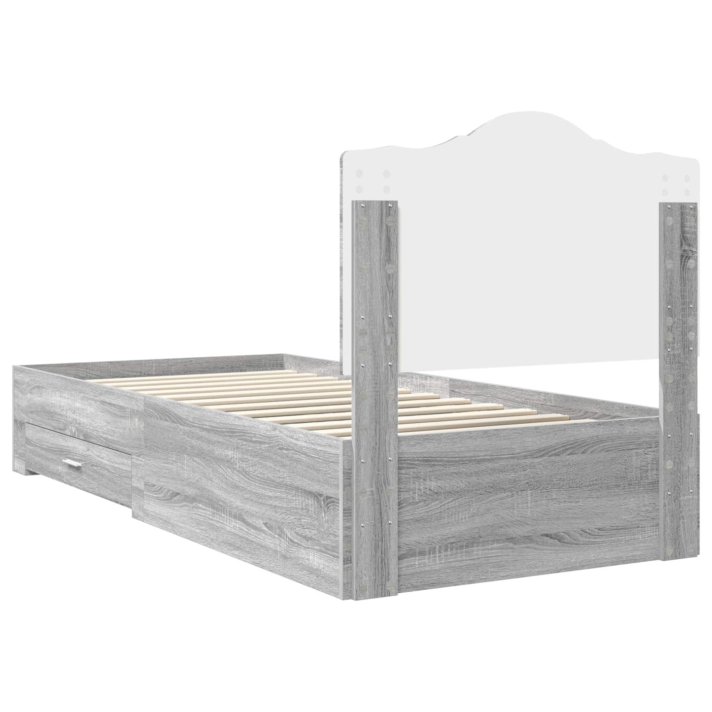 Bed Frame with Drawer Grey Sonoma 100 x 200 cm Engineered Wood