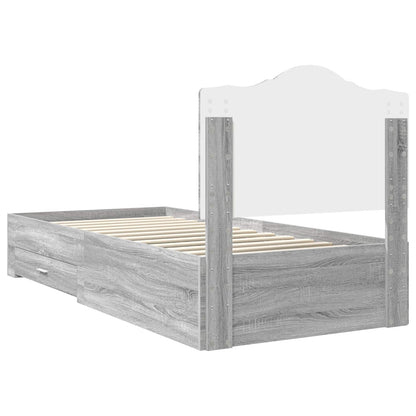 Bed Frame with Drawer Grey Sonoma 100 x 200 cm Engineered Wood