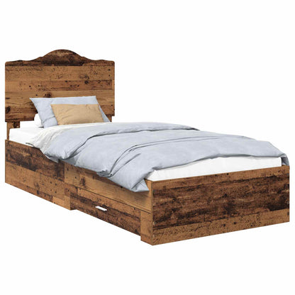 Bed Frame with Headboard Old Wood 100 x 200 cm Engineered Wood