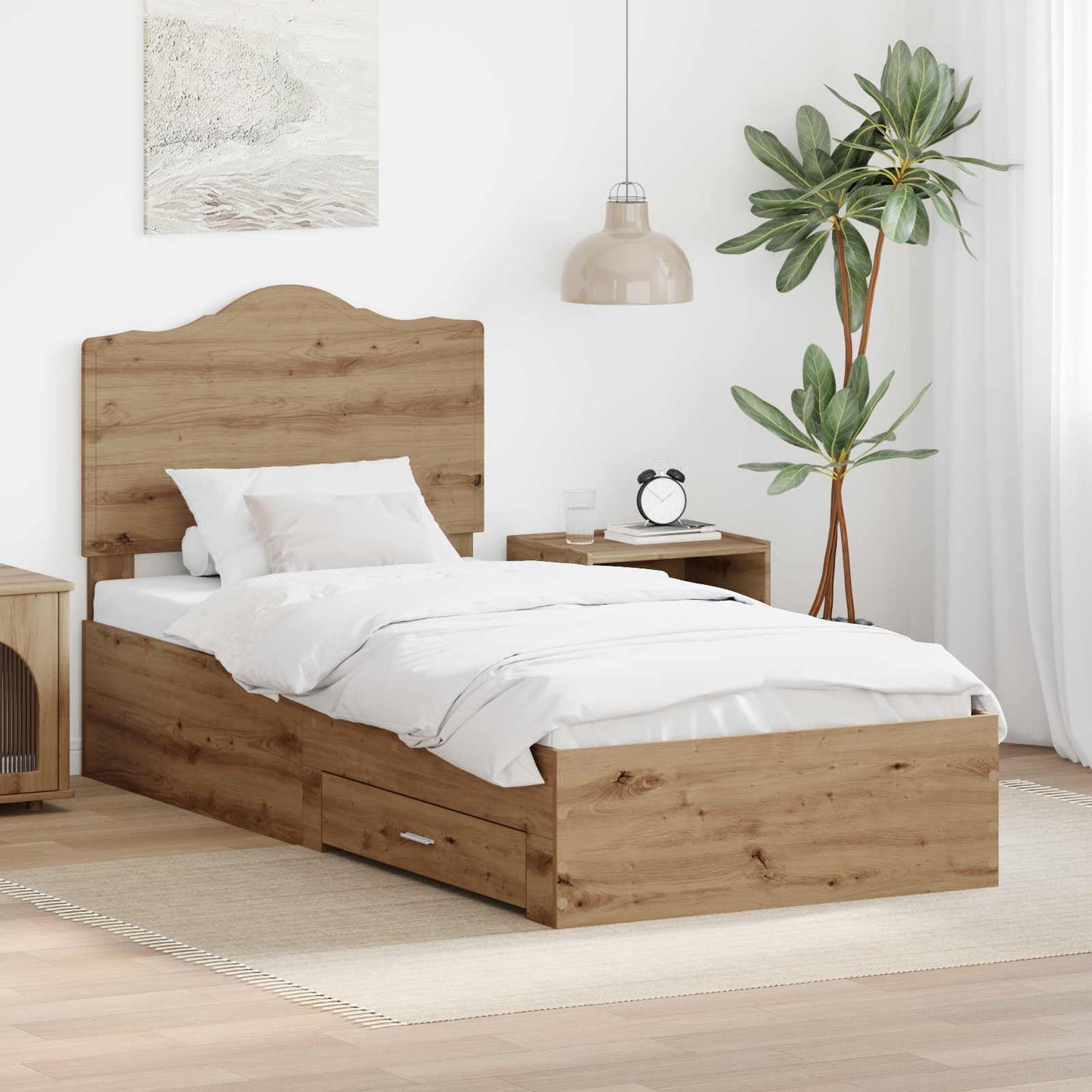 Bed Frame with Drawer Artisan Oak 100 x 200 cm Engineered Wood