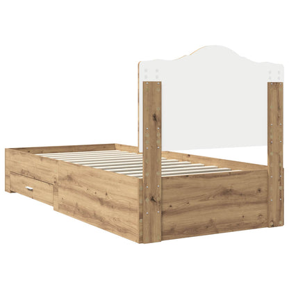 Bed Frame with Drawer Artisan Oak 100 x 200 cm Engineered Wood