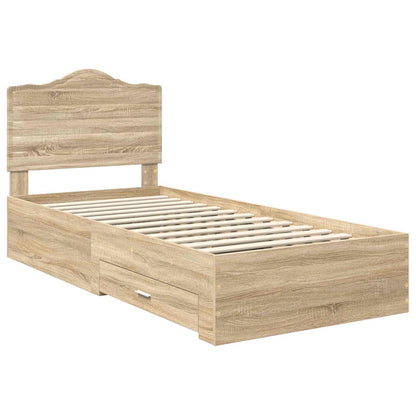 Bed Frame with Drawer Sonoma Oak 90 x 200 cm Engineered Wood