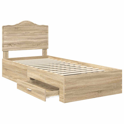 Bed Frame with Drawer Sonoma Oak 90 x 200 cm Engineered Wood