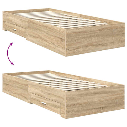 Bed Frame with Drawer Sonoma Oak 90 x 200 cm Engineered Wood