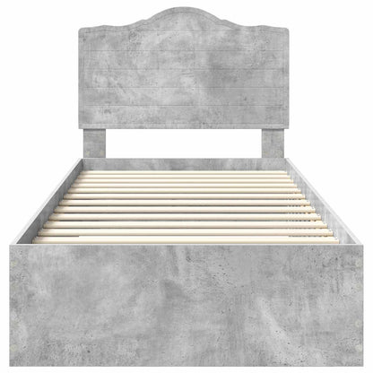 Bed Frame with Drawer Concrete Grey 90 x 200 cm Engineered Wood