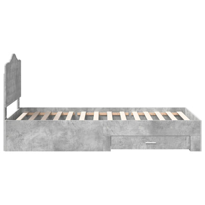 Bed Frame with Drawer Concrete Grey 90 x 200 cm Engineered Wood