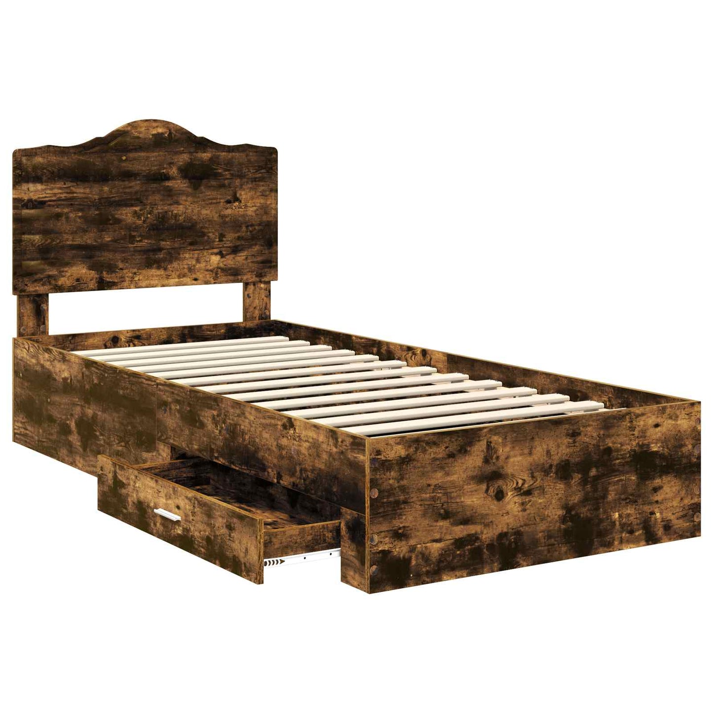 Bed Frame with Headboard Smoked Oak 90 x 200 cm Engineered Wood