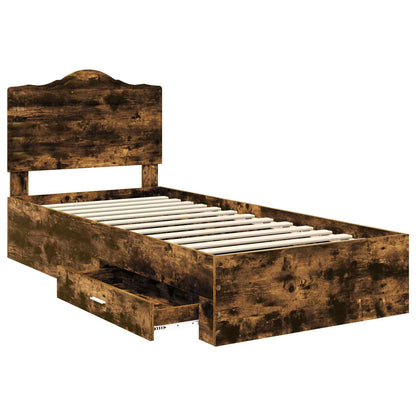 Bed Frame with Headboard Smoked Oak 90 x 200 cm Engineered Wood