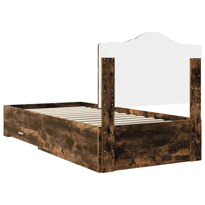 Bed Frame with Headboard Smoked Oak 90 x 200 cm Engineered Wood