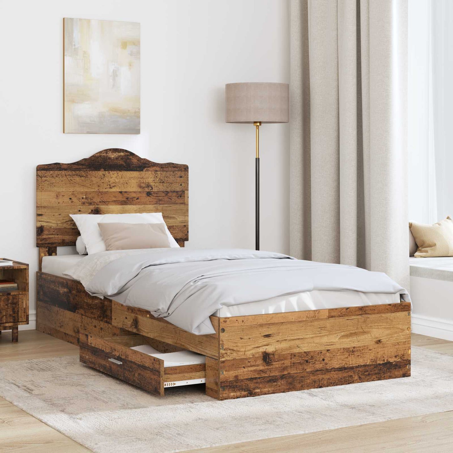 Bed Frame with Headboard Old Wood 90 x 200 cm Engineered Wood