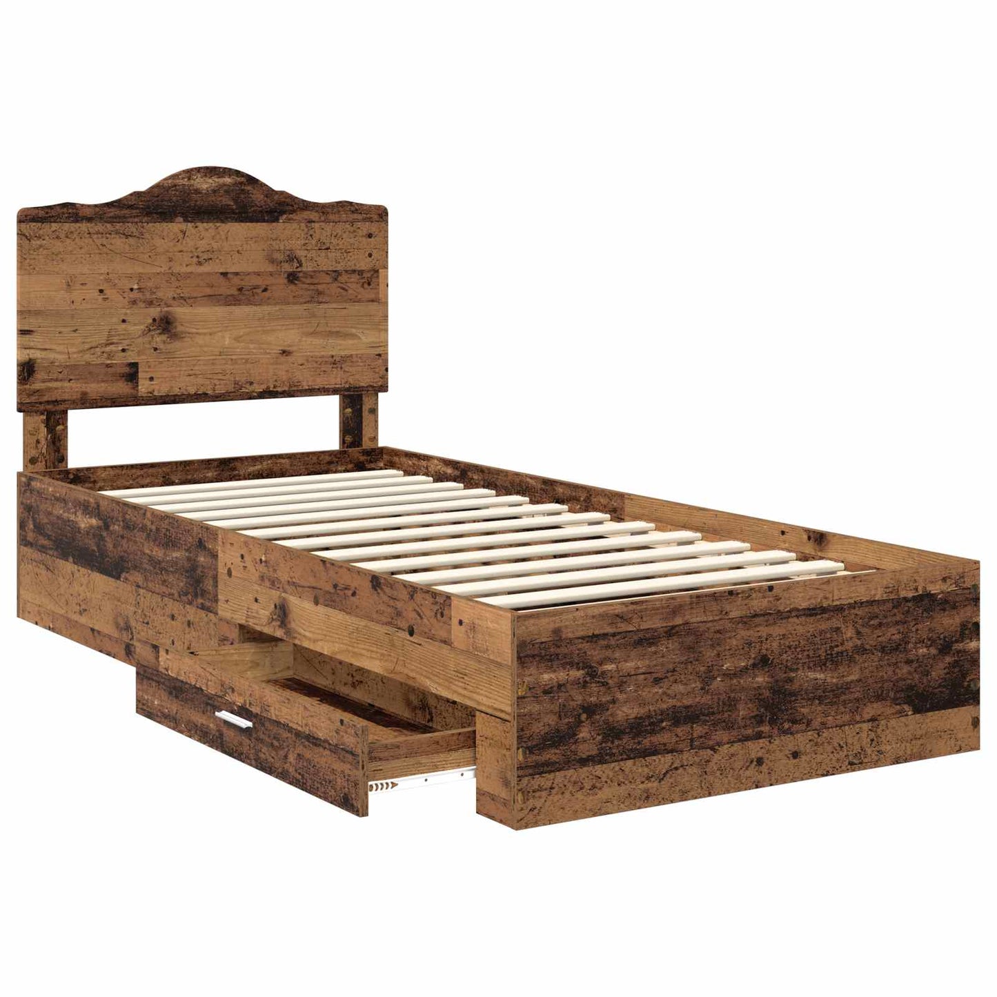Bed Frame with Drawer Old Wood 90 x 200 cm Engineered Wood