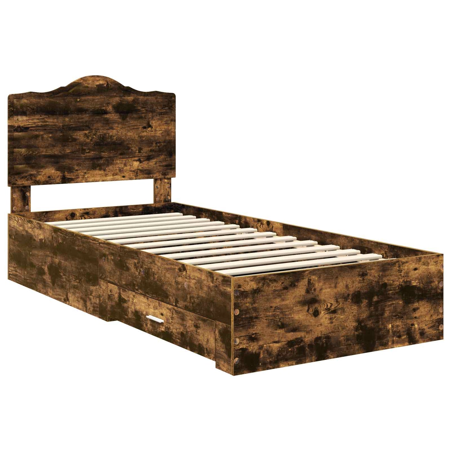 Bed Frame with Headboard Smoked Oak 90 x 190 cm Engineered Wood