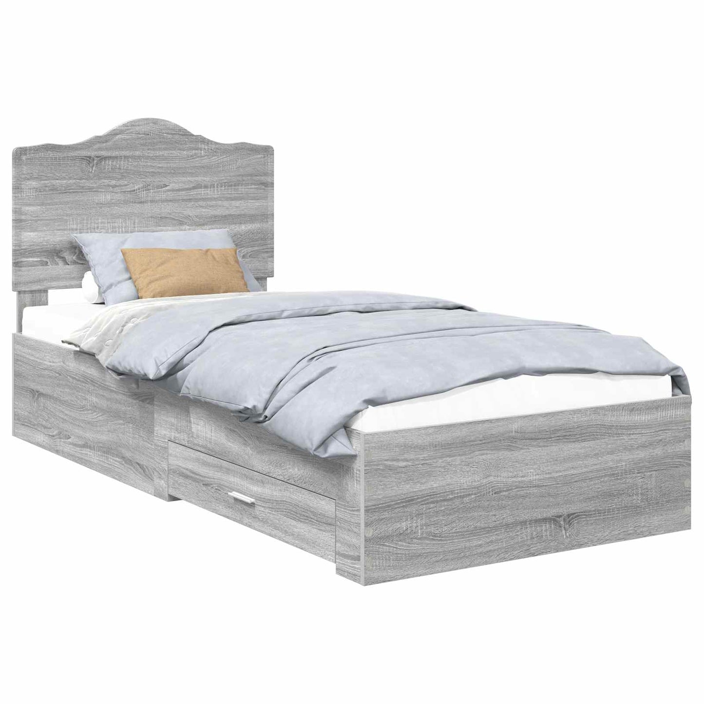 Bed Frame with Drawer Grey Sonoma 90 x 190 cm Engineered Wood