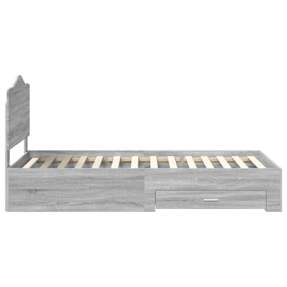 Bed Frame with Drawer Grey Sonoma 90 x 190 cm Engineered Wood