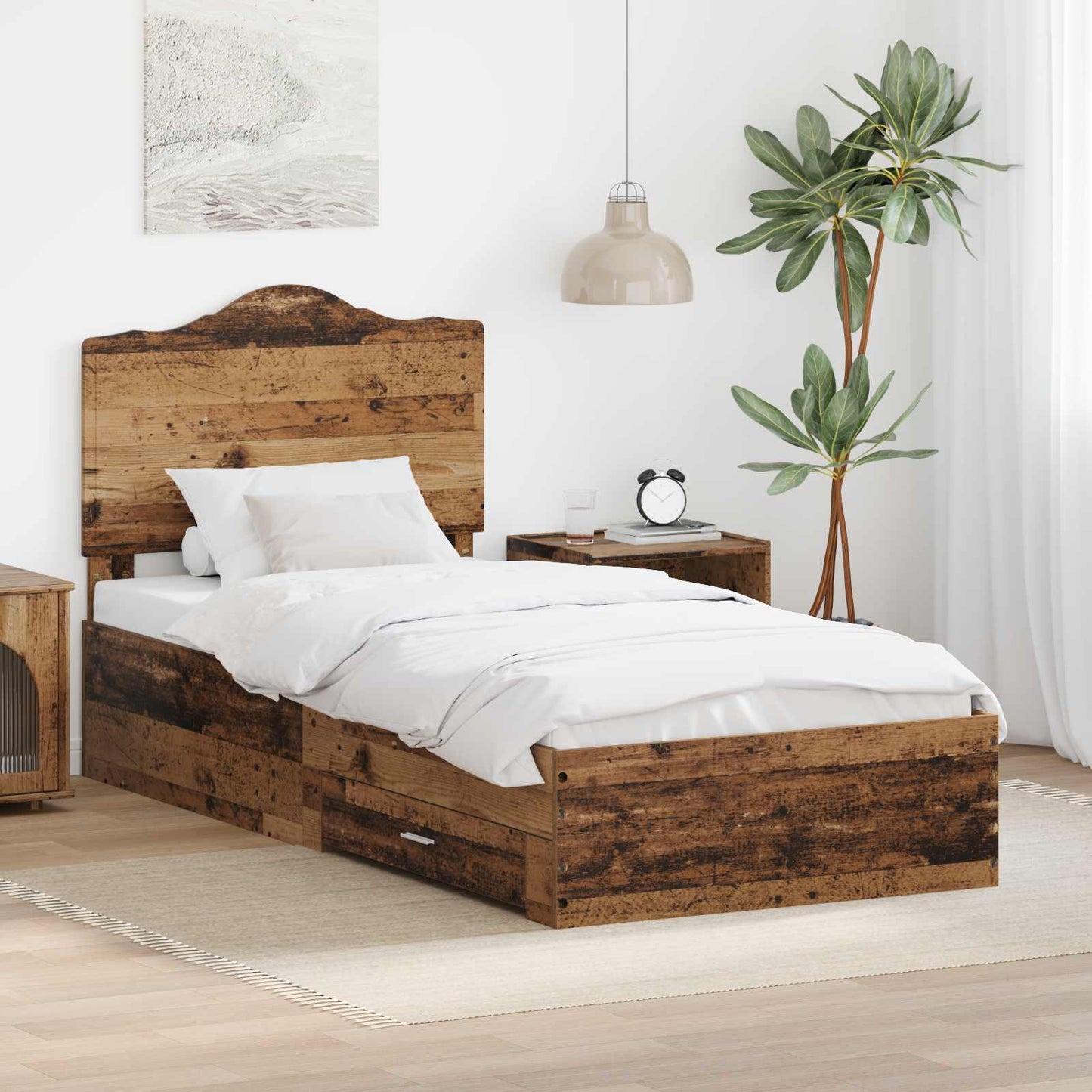 Bed Frame with Headboard Old Wood 90 x 190 cm Engineered Wood