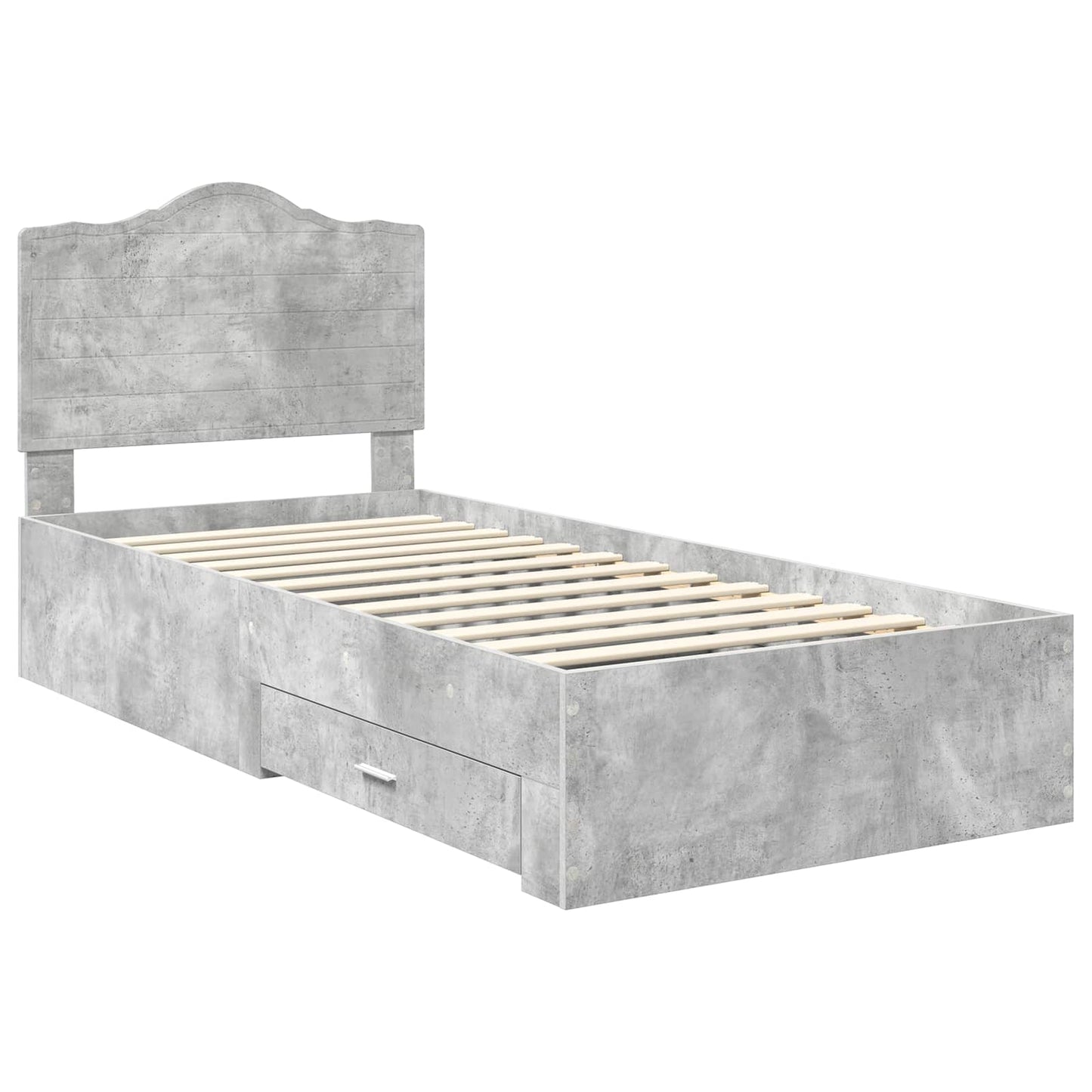 Bed Frame with Drawer Concrete Grey 70 x 190 cm Engineered Wood