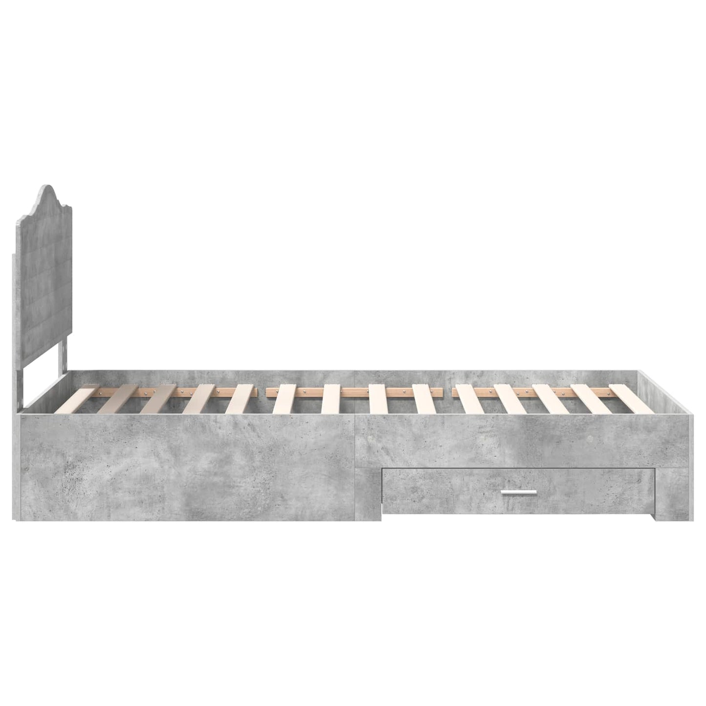 Bed Frame with Drawer Concrete Grey 70 x 190 cm Engineered Wood