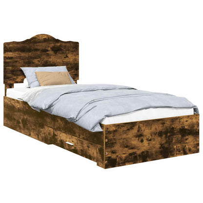 Bed Frame with Headboard Smoked Oak 70 x 190 cm Engineered Wood