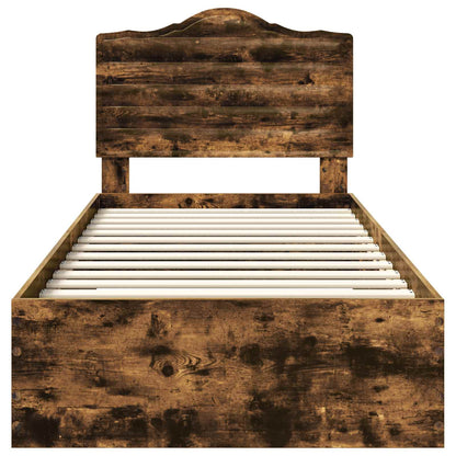 Bed Frame with Headboard Smoked Oak 70 x 190 cm Engineered Wood