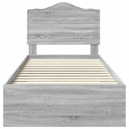 Bed Frame with Drawer Grey Sonoma 75 x 190 cm Engineered Wood