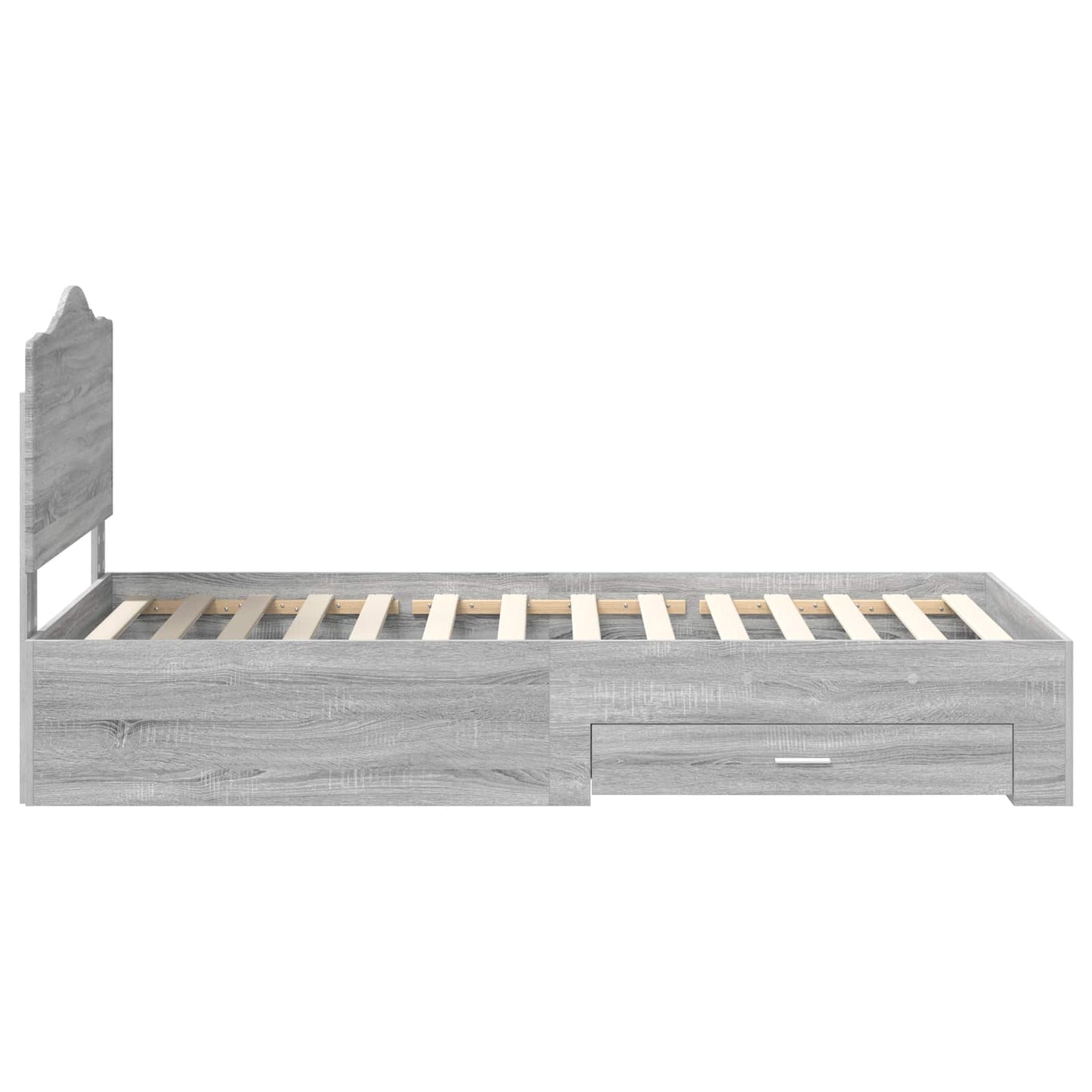 Bed Frame with Drawer Grey Sonoma 75 x 190 cm Engineered Wood
