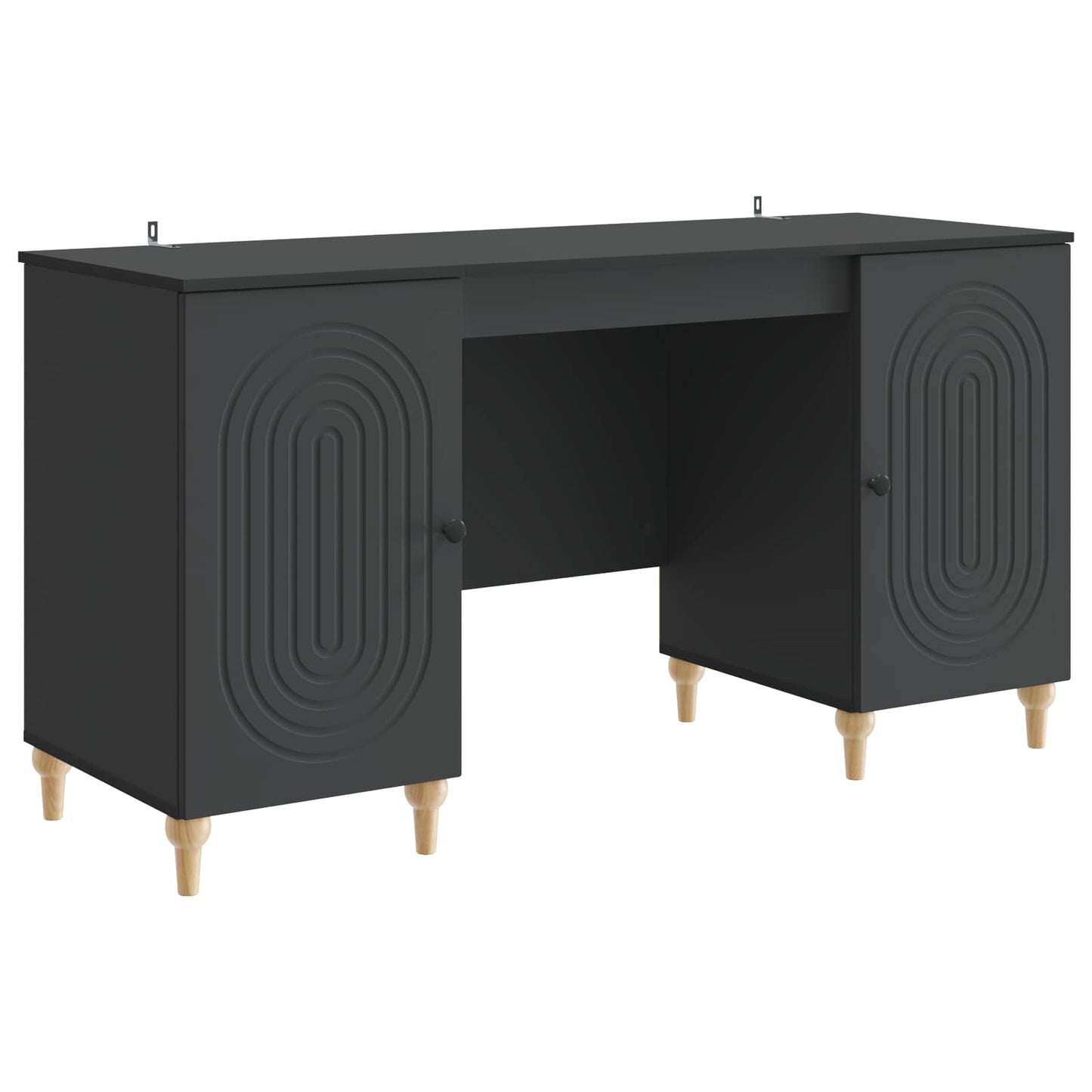 Desk with Shelf Black 142.5 x 50 x 75 cm Engineered Wood