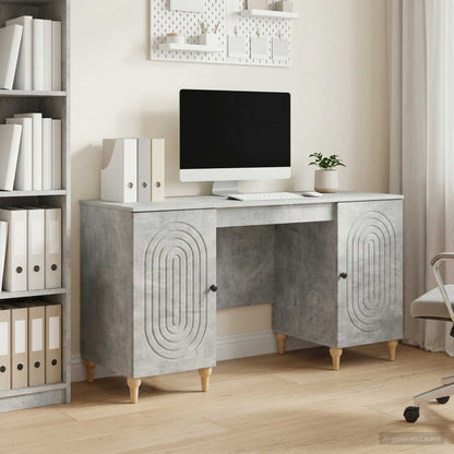 Desk Concrete Grey 142.5 x 50 x 75 cm Engineered Wood
