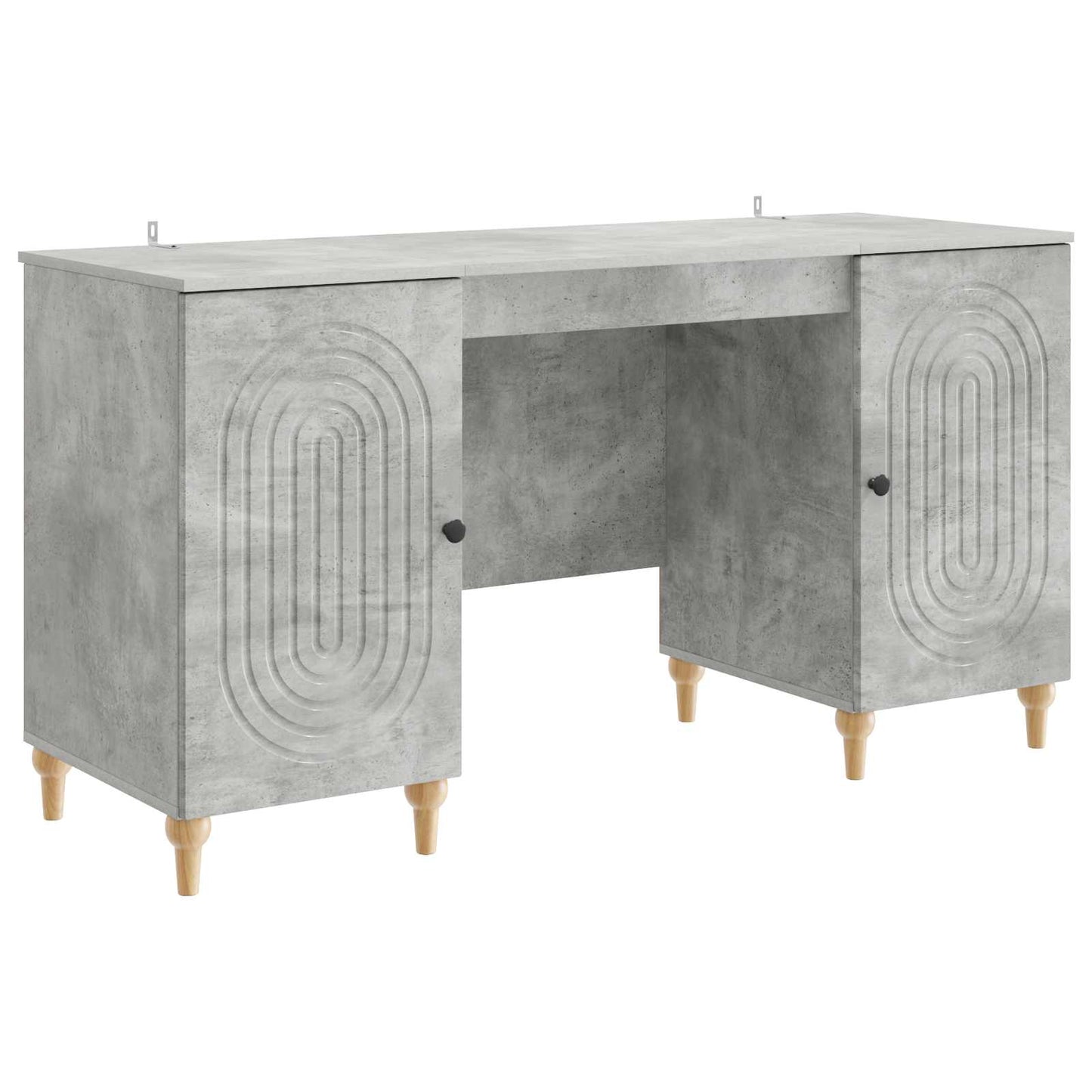 Desk with Door Concrete Grey 142.5 x 50 x 75 cm Engineered Wood