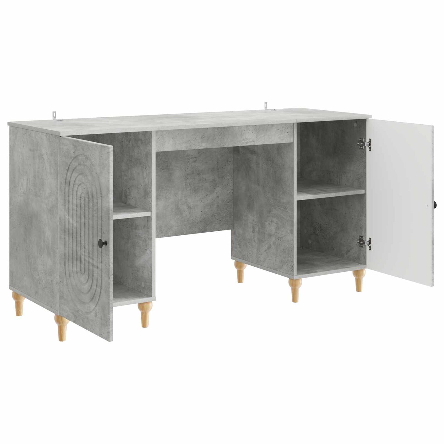 Desk with Door Concrete Grey 142.5 x 50 x 75 cm Engineered Wood