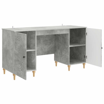 Desk with Door Concrete Grey 142.5 x 50 x 75 cm Engineered Wood