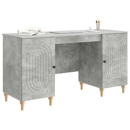 Desk with Door Concrete Grey 142.5 x 50 x 75 cm Engineered Wood