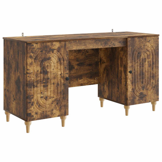 Desk Smoked Oak 142.5 x 50 x 75 cm Engineered Wood