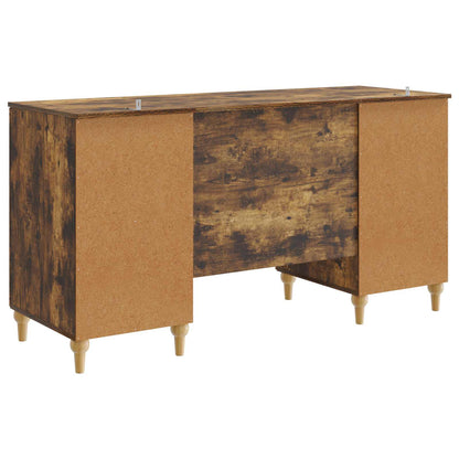 Desk with Shelf Smoked Oak 142.5 x 50 x 75 cm Engineered Wood