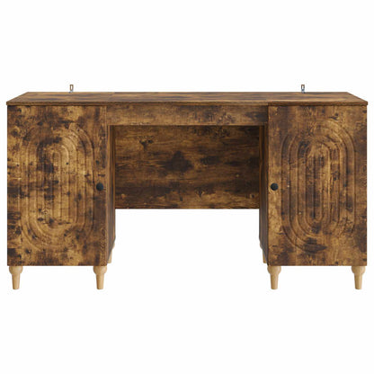 Desk with Shelf Smoked Oak 142.5 x 50 x 75 cm Engineered Wood