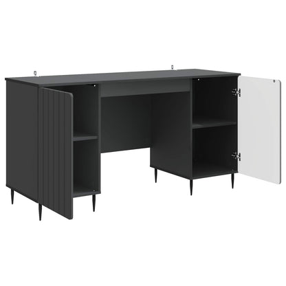 Desk with Shelf Black 142.5 x 50 x 75 cm Engineered Wood