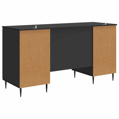 Desk with Shelf Black 142.5 x 50 x 75 cm Engineered Wood