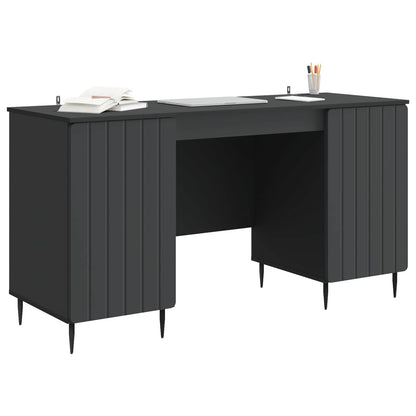 Desk with Shelf Black 142.5 x 50 x 75 cm Engineered Wood