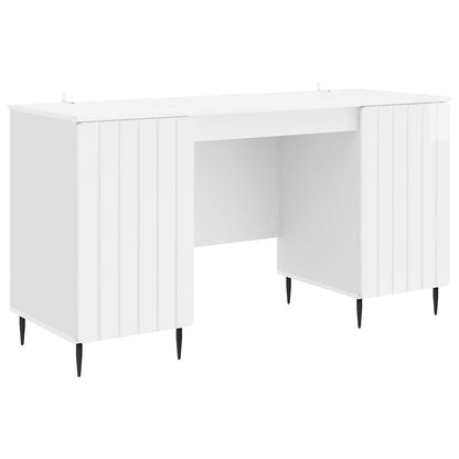 Desk High Gloss White 142.5 x 50 x 75 cm Engineered Wood