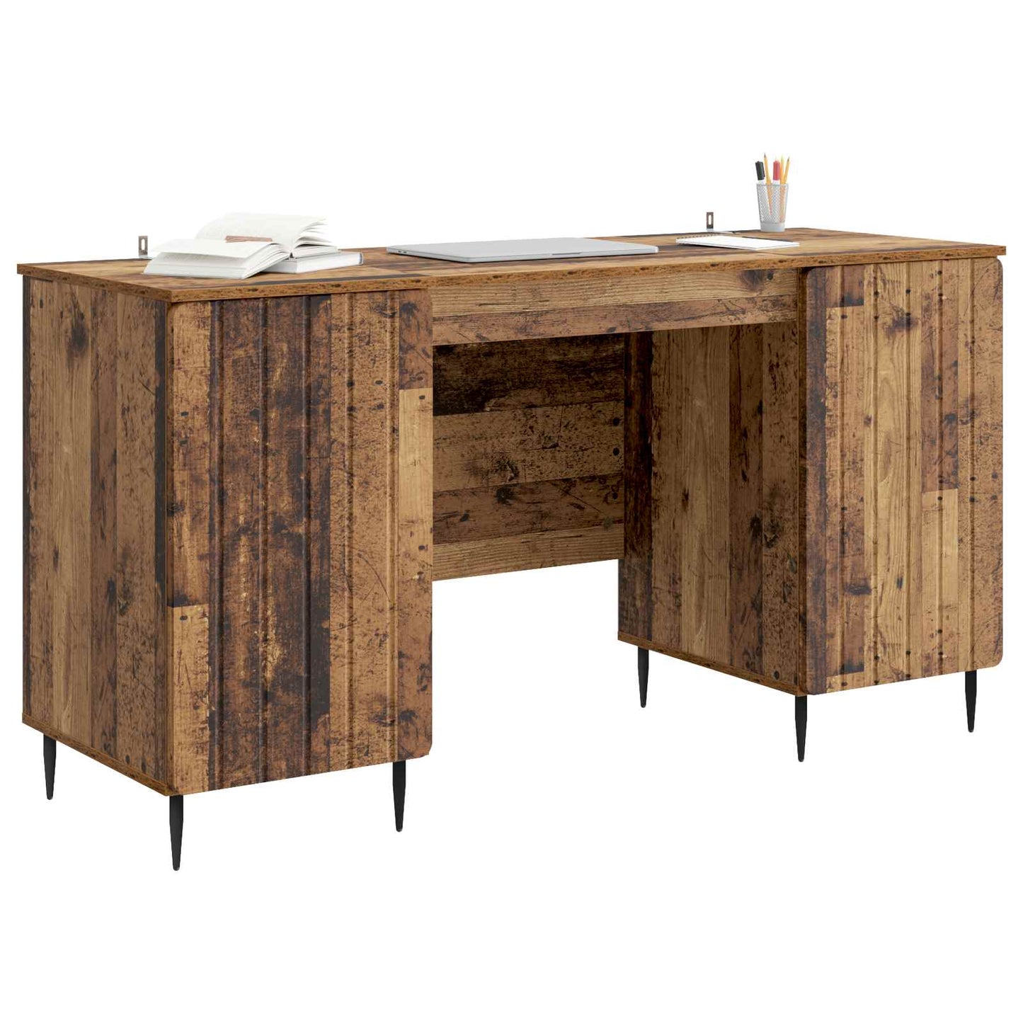 Desk with Shelf Old Wood 142.5 x 50 x 75 cm Engineered Wood