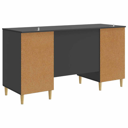 Desk with Shelf Black 142.5 x 50 x 75 cm Engineered Wood