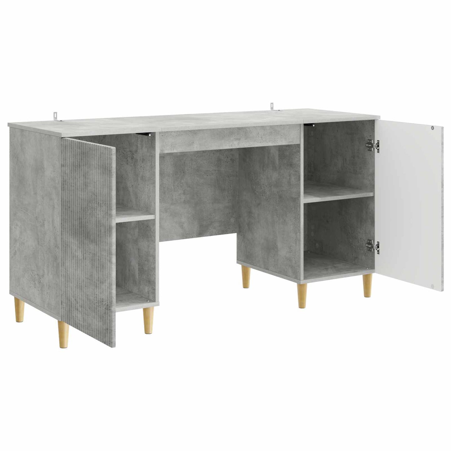 Desk with Door Concrete Grey 142.5 x 50 x 75 cm Engineered Wood