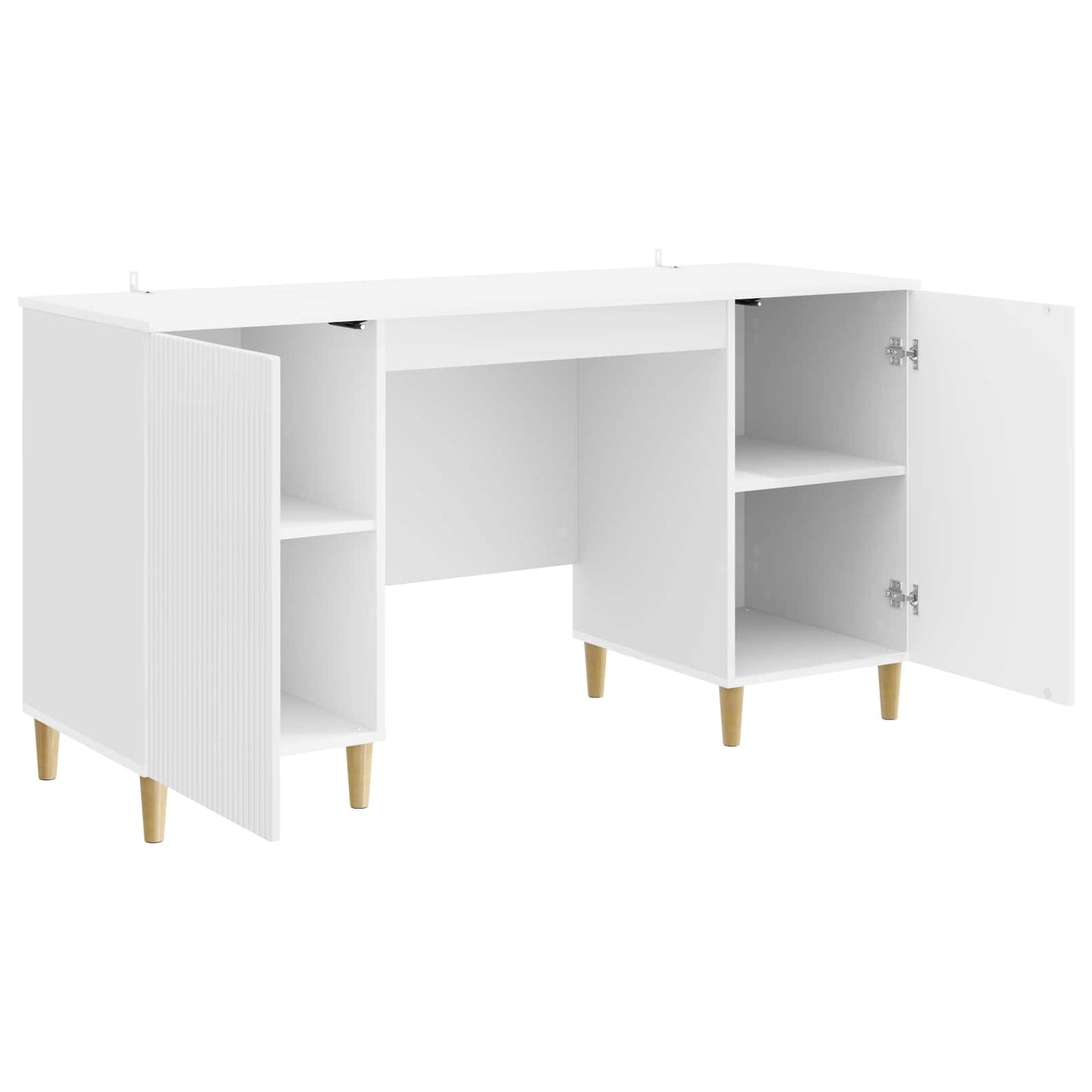 Desk High Gloss White 142.5 x 50 x 75 cm Engineered Wood